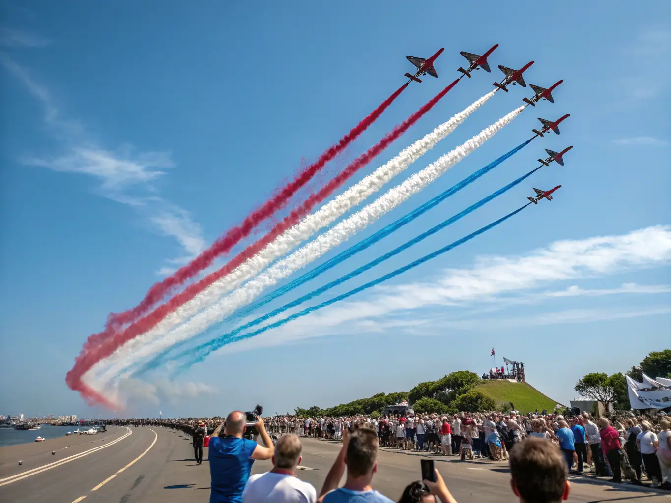 A community event at the aerodrome, featuring aircraft displays, food stalls, and family activities. The image should capture the festive atmosphere and the engagement of the local community.